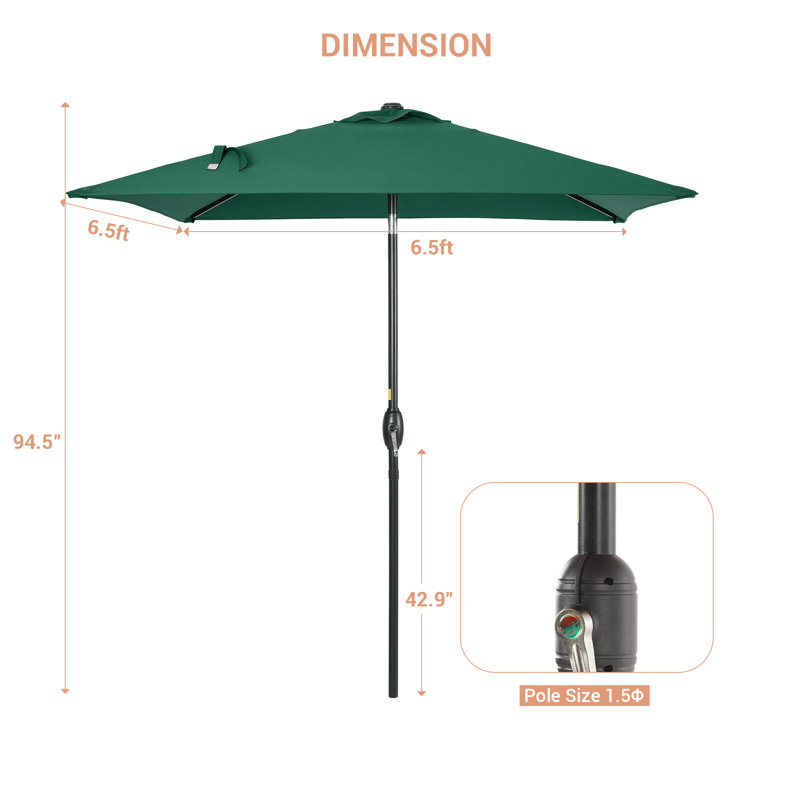 Parasol de marché carré Rinesh, Vert foncé