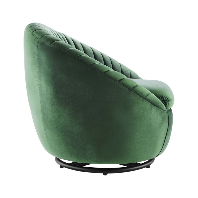 Upholstered Swivel Barrel Chair, Emerald Velvet