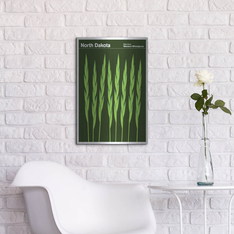Art mural en métal de luxe, «State Posters ND» par Print, 16 po x 24 po, H 24 po x l 16 po