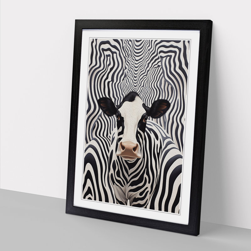 Single Picture Frame Print on Wood, 64cm H x 46cm W, Black Framed