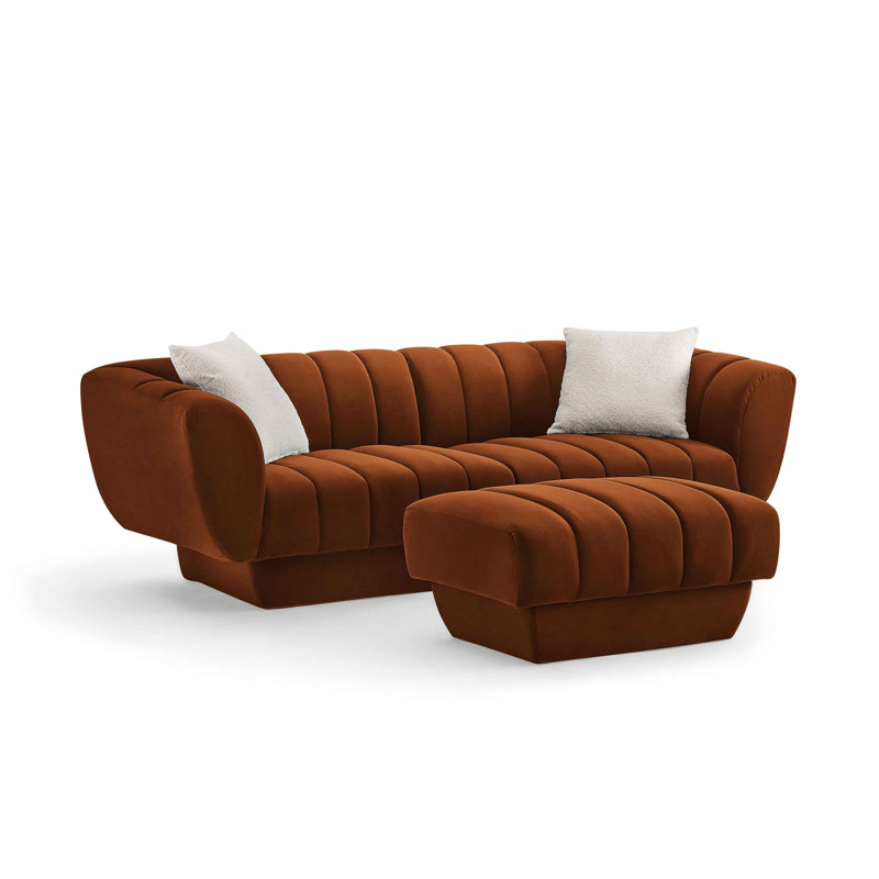 Charlotte 224Cm Velvet Rolled Arms Chesterfield Sofa, Curry Velvet