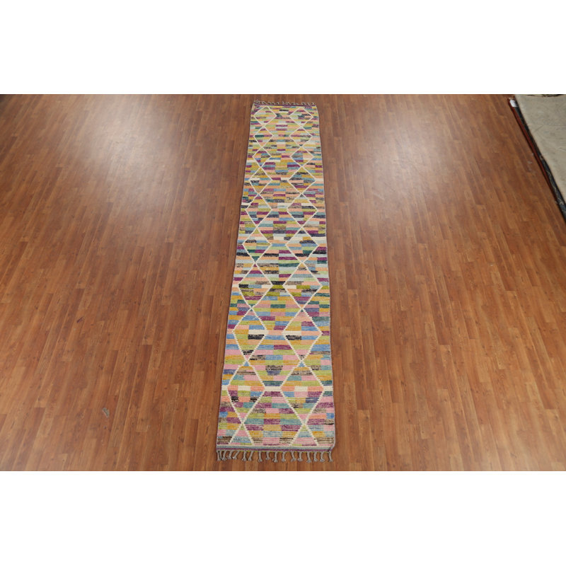 Tapis multicolore à motif de treillis marocain
