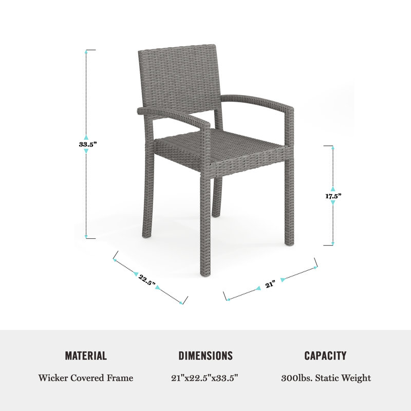 Gray Engineered Wood Top 7-Piece Dining Set with Rattan Wicker Chairs