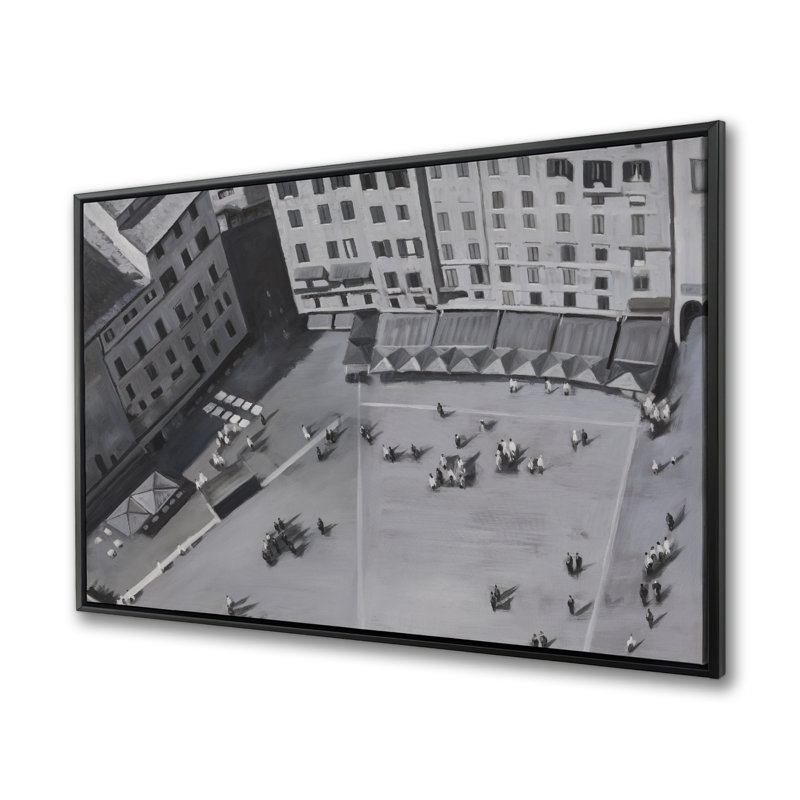 Piazza del Campo in Italie - Décoration de chambre à coucher grise encadrée