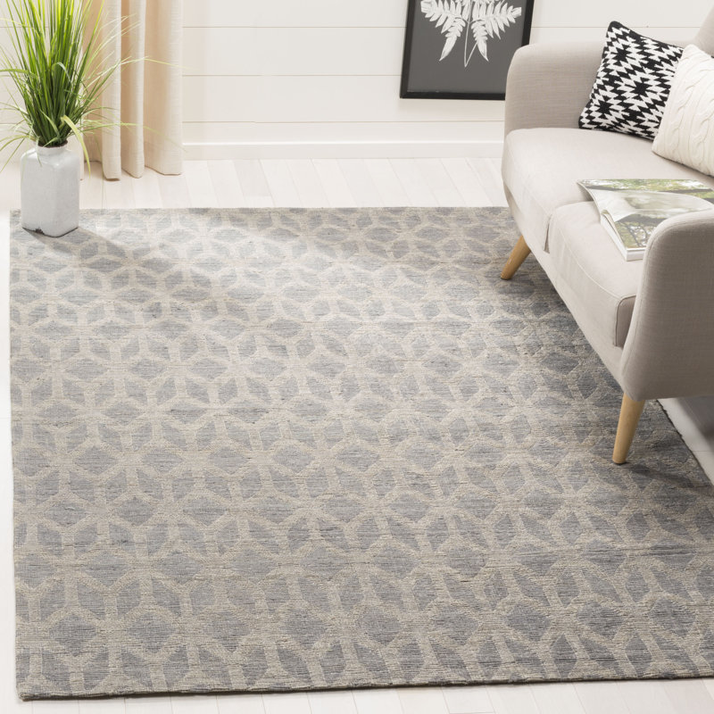 Tapis géométrique en jute / coton tissé à la main Doleman, Rectangle 9 pi x 12 pi