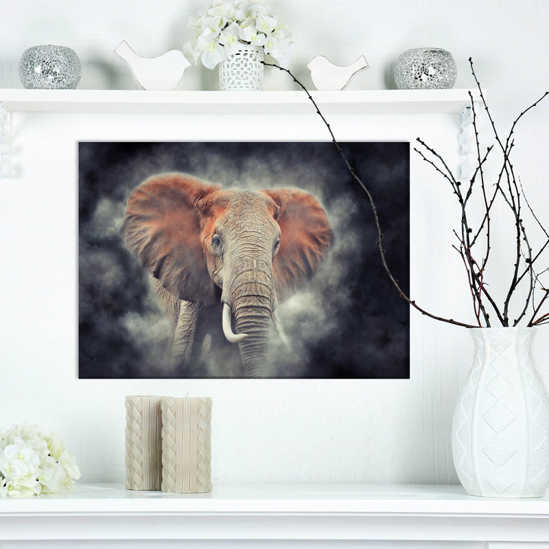 Reproduction d'art graphique sur toile tendue «Elephant Closup in Smoke», H 20 po x l 20 po x P 1 po