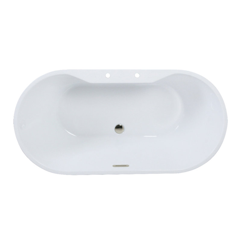 Kingston Brass Aqua Eden 59-Inch Acrylic Oval Double Ended Freestanding Tub With Drain, Polished Nickel