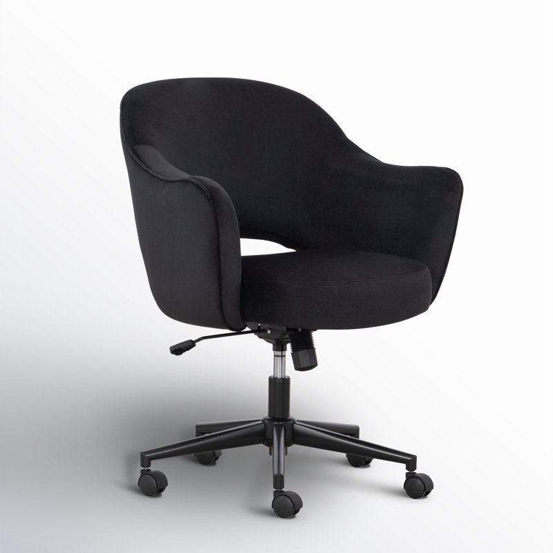Black Faux Velvet Swivel Task Chair