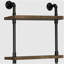 Rustic Oak And Black Side Pier With Open Shelving