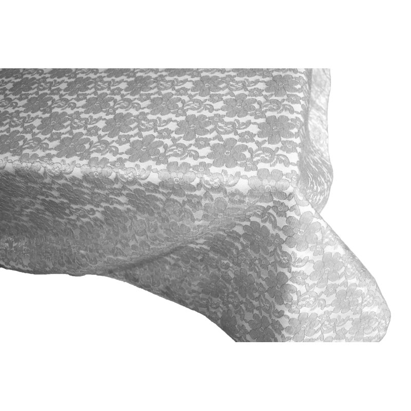 Floral Lace Overlay, 58" x 58", Silver