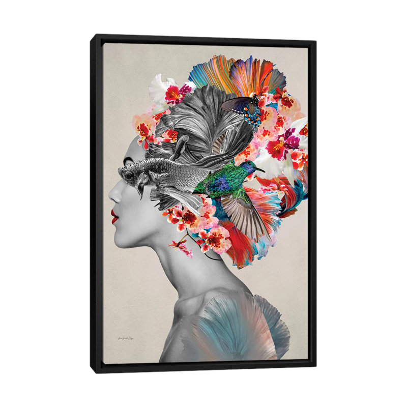 Aretha - par Ana Paula Hoppe, impression, H 48 po x l 32 po x P 1,5 po, Toile avec cadre noir, Aucun mat