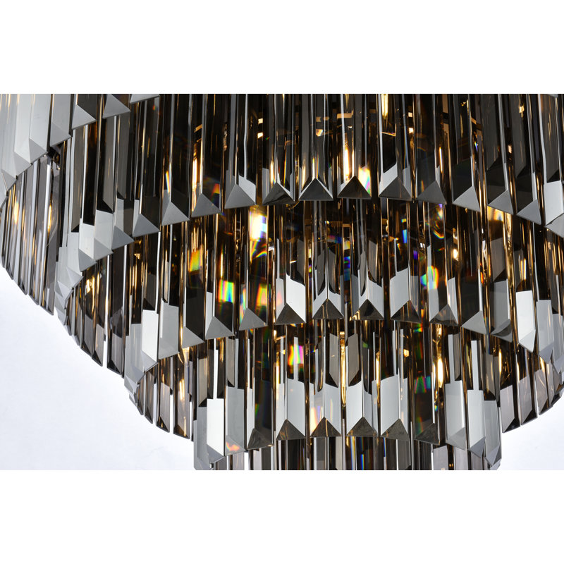 Yazmin Crystal Flush Mount, Grey, Matte Black