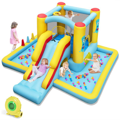 Jeu gonflable gonflable avec zone de saut à billes avec soufflerie de 480 W