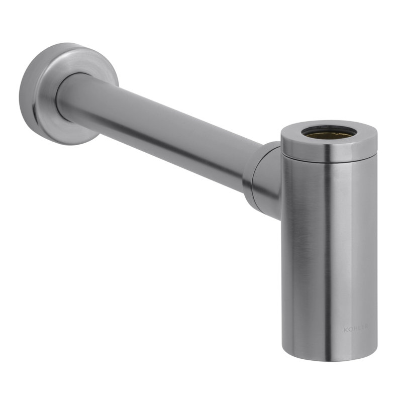 Contemporary Round Bottle Trap, Brushed Chrome