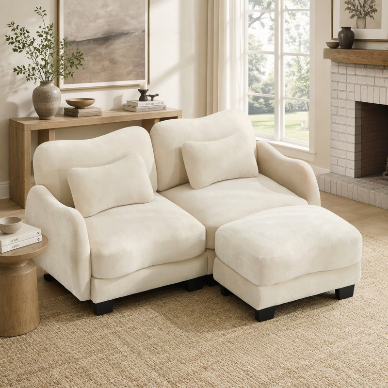 Canapé en chenille avec coussin lombaire, 70.8" W
