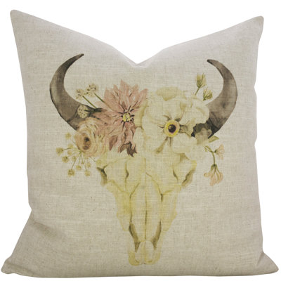 Floral Linen Reversible Throw Pillow