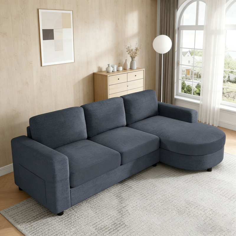 Canapé en L 84,6 po, Bleu