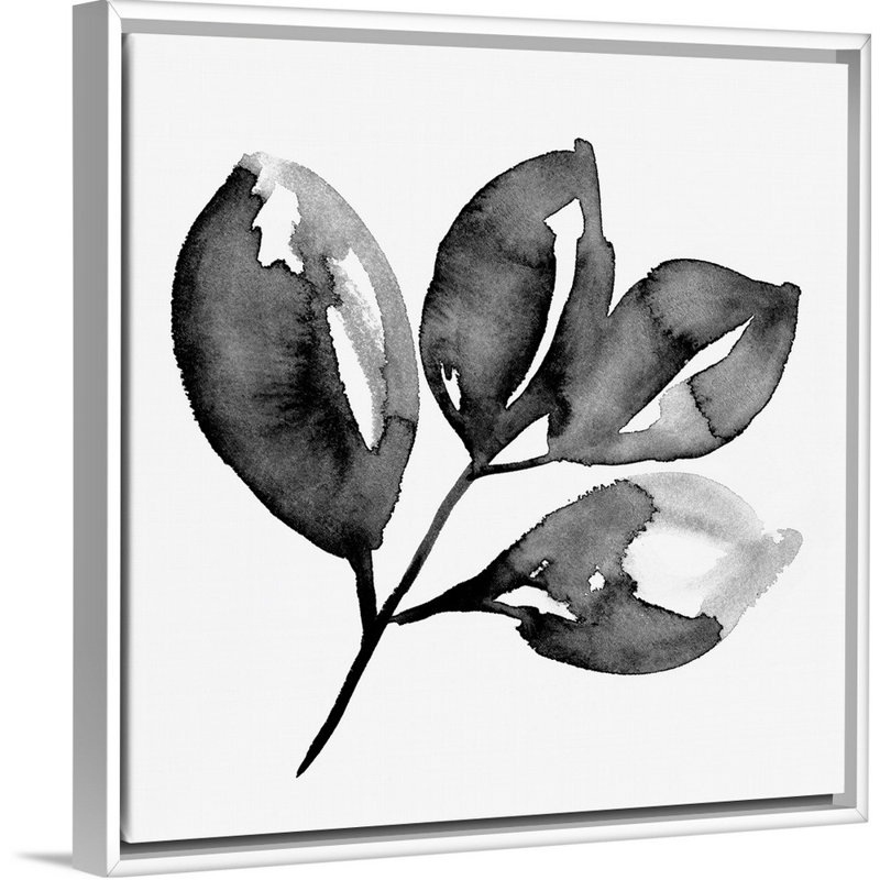 Feuille II, Toile avec cadre blanc, H 32 po x l 32 po