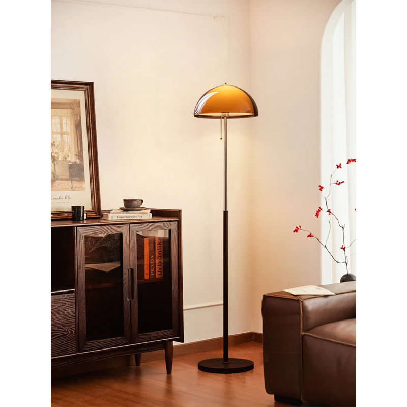 American-Style Solid Wood and Acrylic Retro Floor Lamp