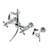 Kingston Brass Heritage Double-Handle 3-Hole Wall-Mount Bridge Kitchen Faucet with Brass Sprayer-93672636