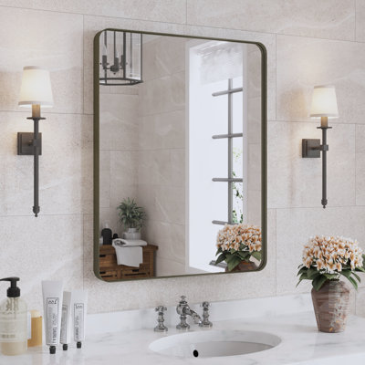 Lesamuel Filleted Corner Wall Mounted Bathroom and Vanity Mirror With Aluminum Frame
