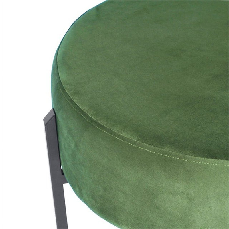 Epsom Modern Round Ottoman, Forest Green