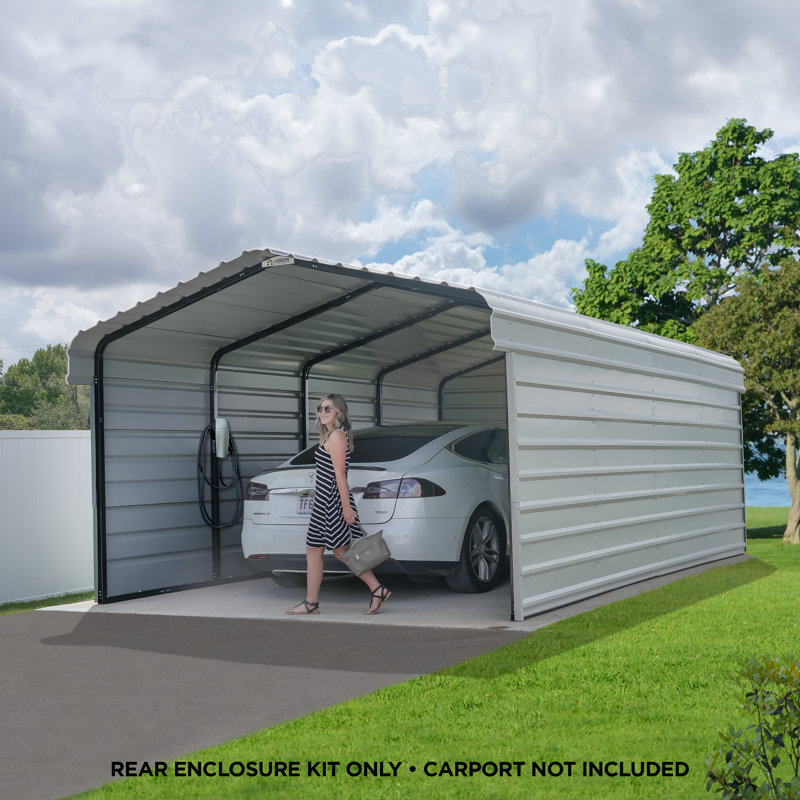 Ensemble mural arrière 12 x 7 pour abri d'auto en acier, H 102 po x l 146 po x P 0,88 po, Blanc