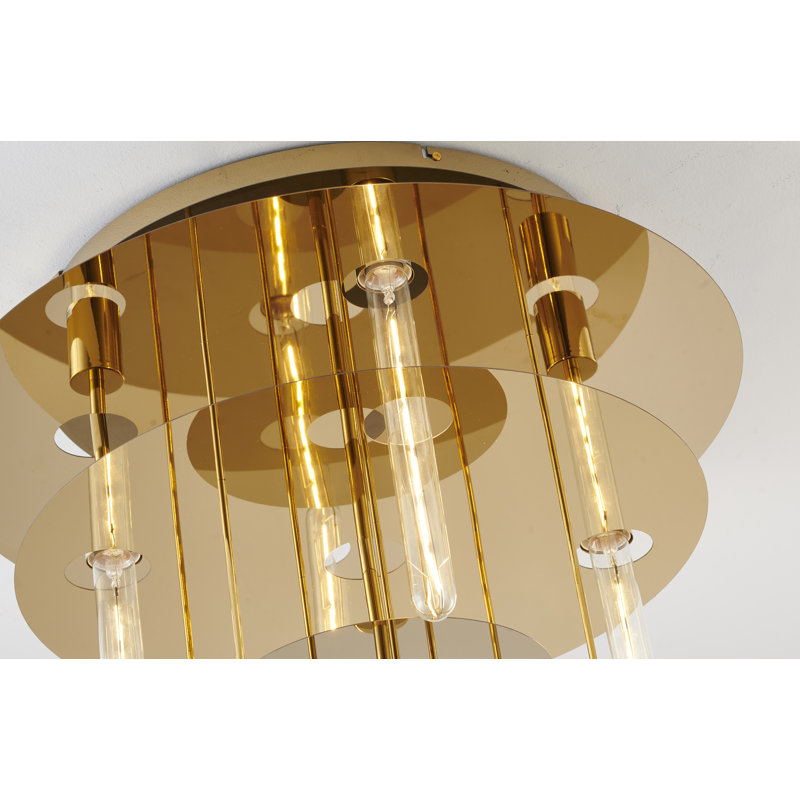 Plafonnier encastré or 5 lumières avec halo à 4 niveaux