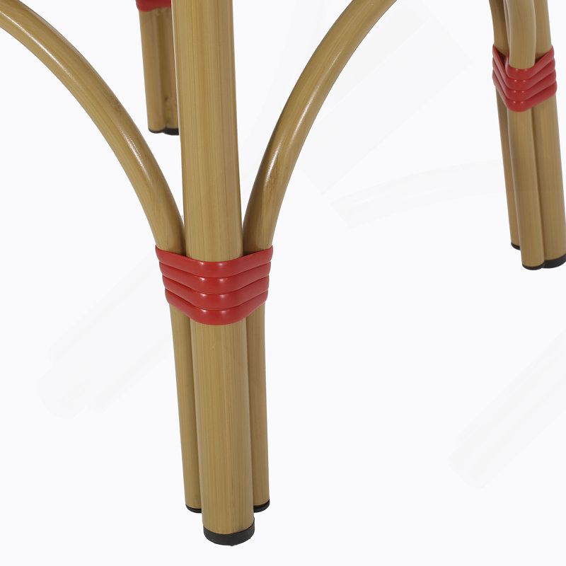 Tabourets de bar 4 pieds en aluminium rouge avec repose-pieds