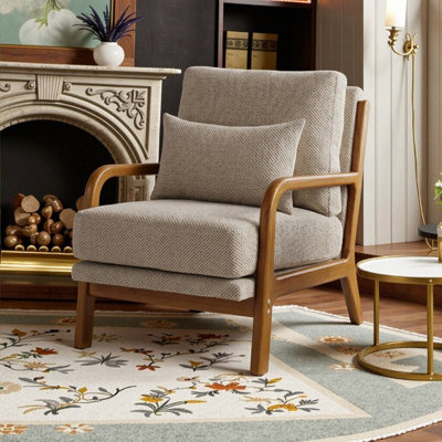Méridienne Mid-Century Luxe en bois avec revêtement Nubby et mousse à mémoire de forme
