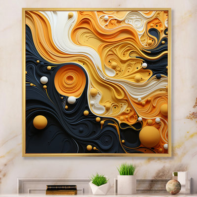 Orange Black Minimalism Flowing Harmony - Minimalism Canvas Print