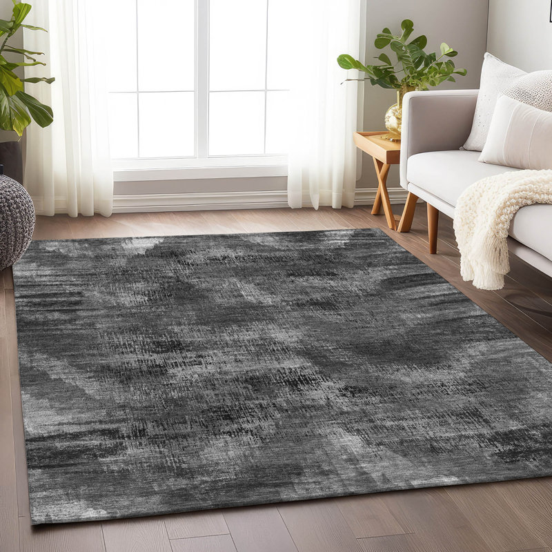 Premium Machine Washable Prisco Gray Rug, Rectangle 2'6" x 3'10"