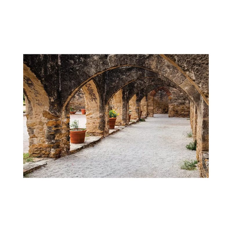 Arched Portico At Mission San Jose In San Antonio by Larry Ditto - Wrapped Canvas Print, 66.04 cm H x 45.72 cm W x 1.91 cm D