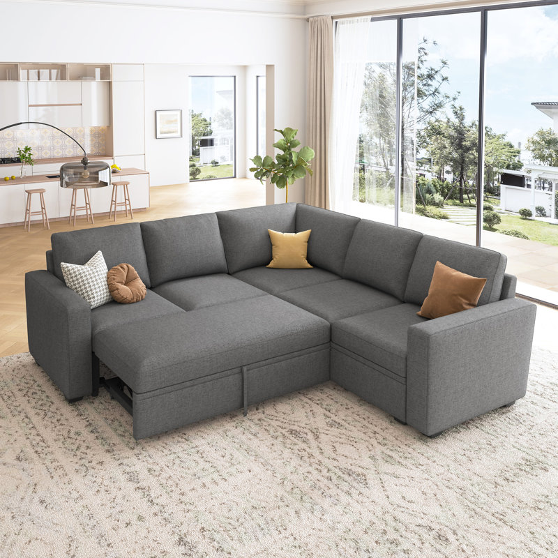 Canapé-lit modulaire Niyona, Polyester gris