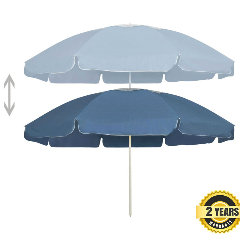 Kase 240 cm W X 240 cm D Round Beach Parasol with Manual Lift, Blue