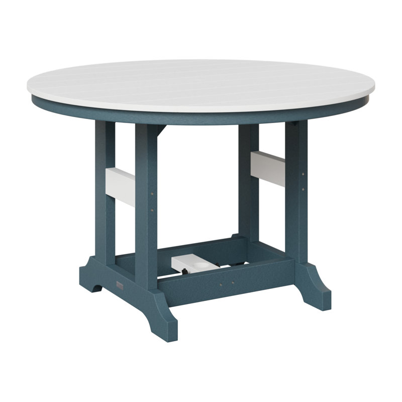 Garden Classic Outdoor Round Bar Table, White, Slate