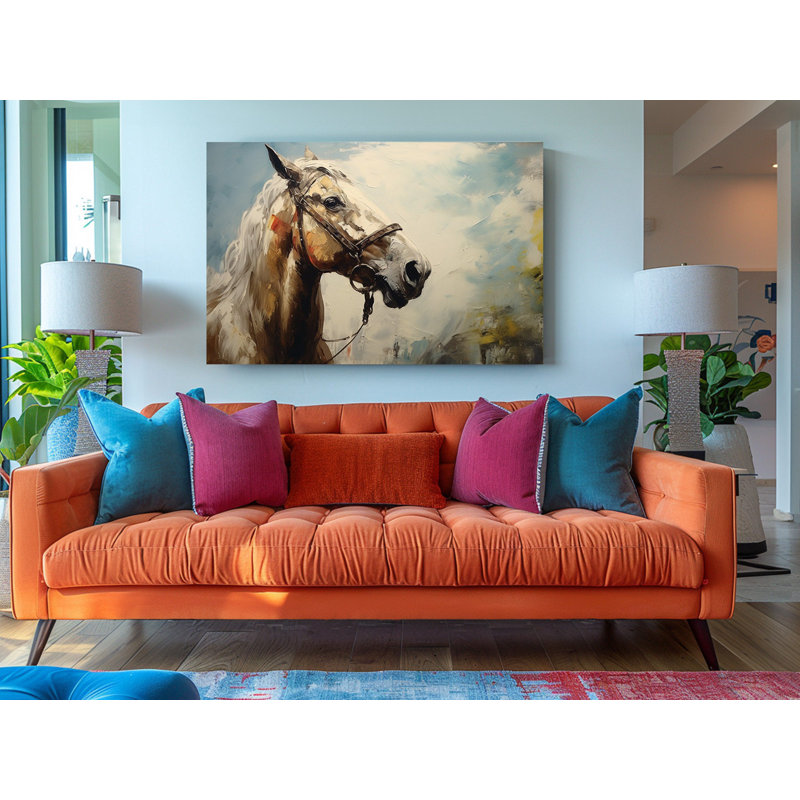 Reproduction d'art sur toile, beau cheval brun, H 40 po x l 60 po