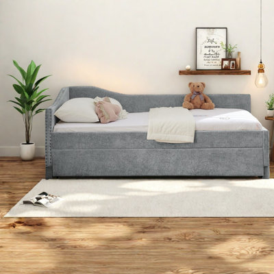 Extendable Twin Beds, Chenille Metal Frame, Modern Daybed For Small Home