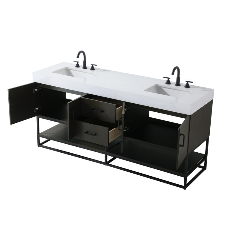 Meuble-lavabo double 72 po, Brun moka