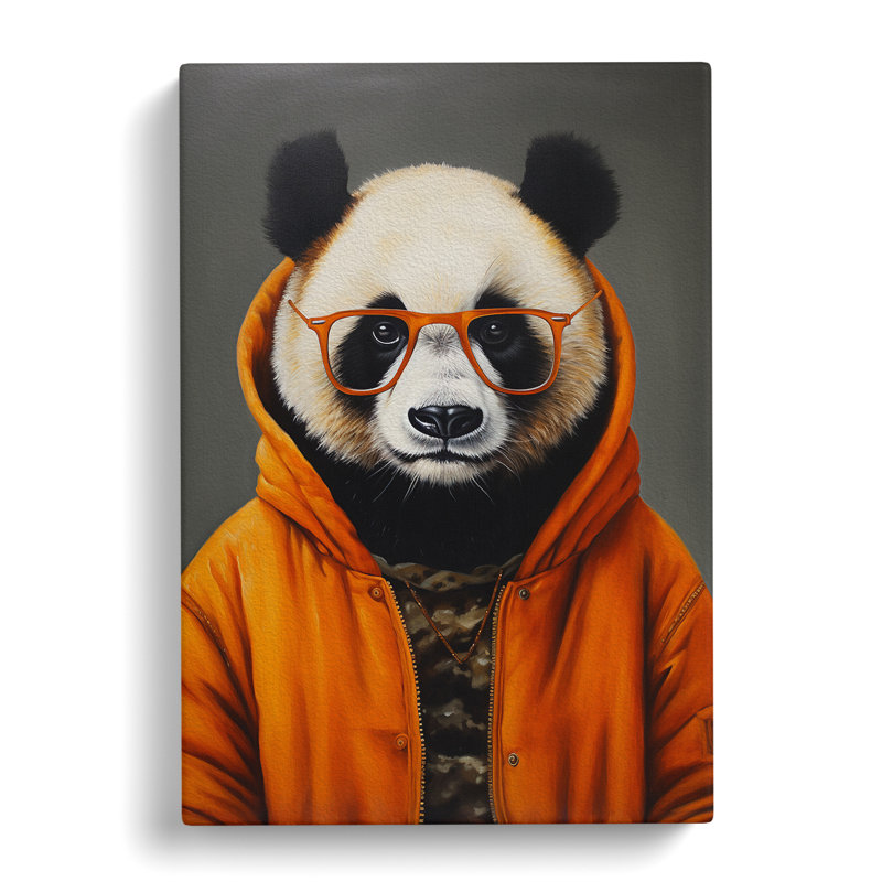 Panda With Glasses Painting - No Frame Print, 50cm H x 35cm W x 3cm D