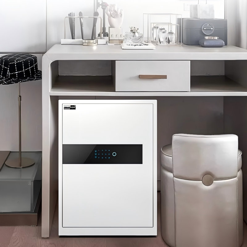 Minimalist White Fingerprint and Password Safe Cabinet