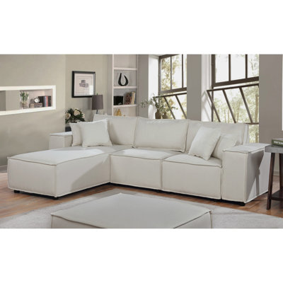 Modern Sofa Harvey 104" Sofa With Reversible Chaise Linen