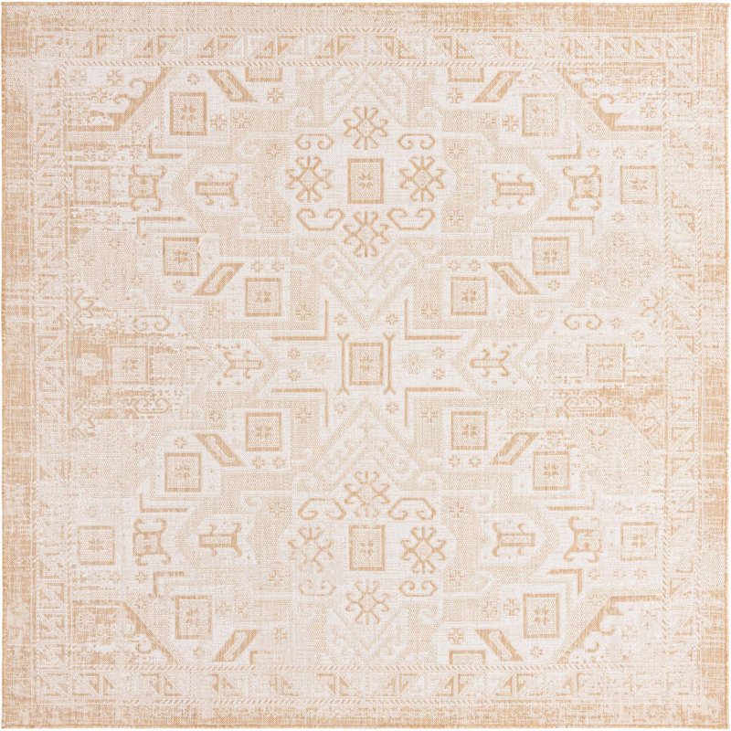 Tapis d'extérieur couleur ivoire Chand, Carré 7 pi 10 po