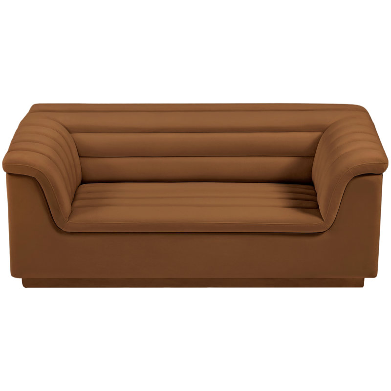 Hoskie 72'' Velvet Loveseat, Saddle Velvet