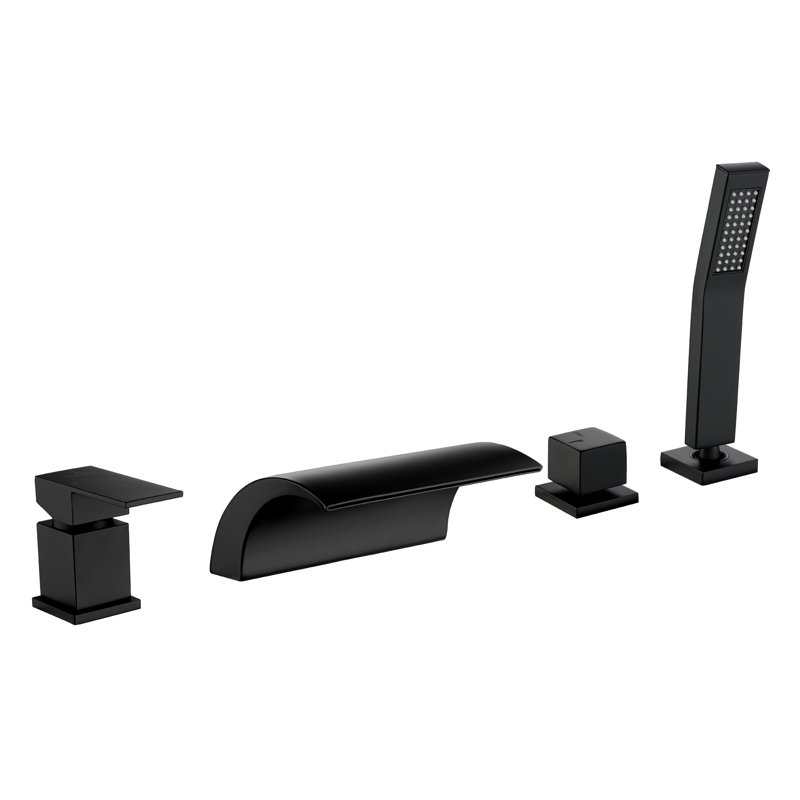 Robinet de baignoire romaine monocommande à fixation sur le comptoir, Noir mat