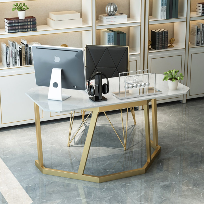 Bureau de luxe léger en pierre frittée, H 29,53 po x l 62,99 po x P 27,56 po