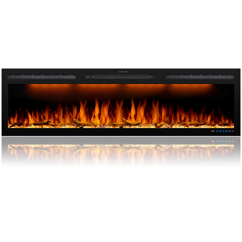 Schonbrunn Recessed Wall Mounted Electric Fireplace, Wide Screen & Ultra-Thin Frame, 17.7'' H X 95'' W X 5.5'' D