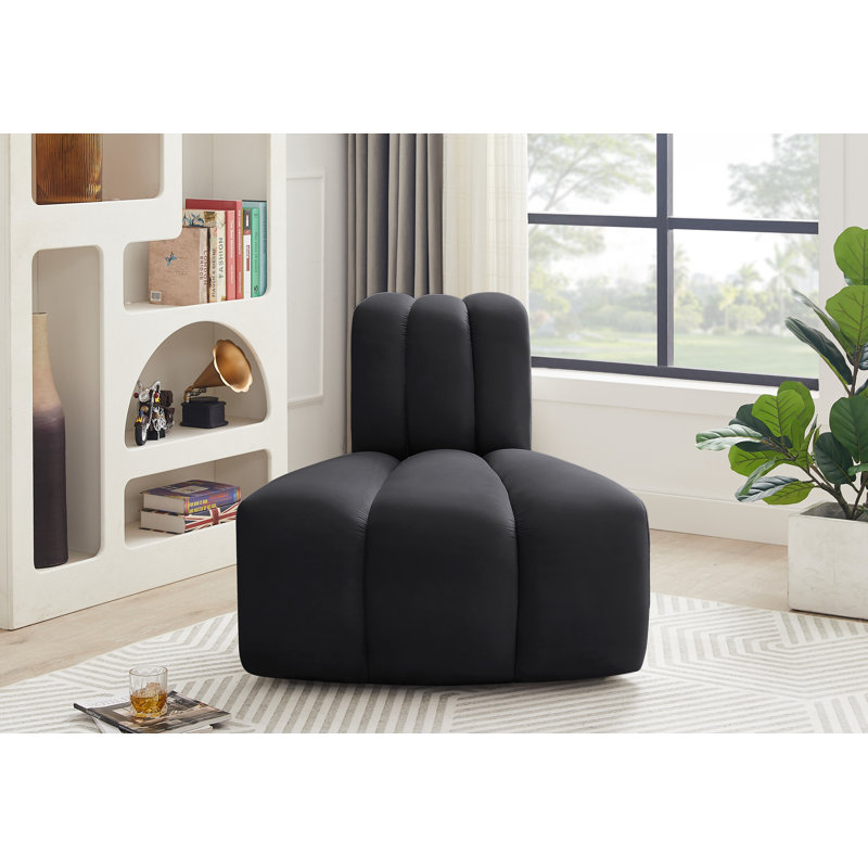 Ishna Velvet Side Chair, Black Velvet