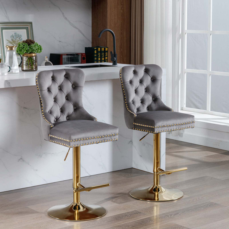 Ensemble de 2 tabourets pivotants, Gris