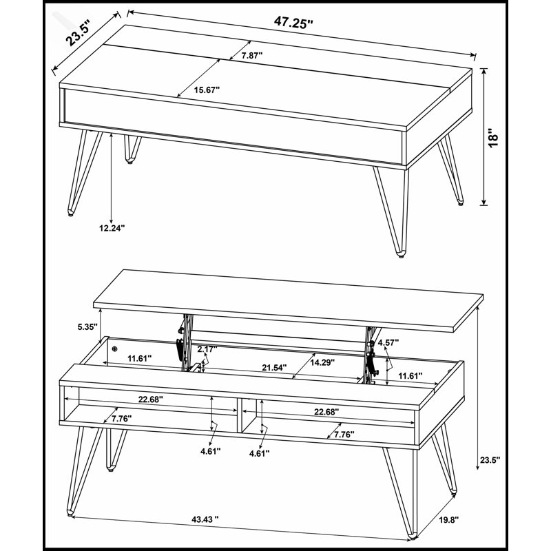 Table basse à plateau relevable en chêne doré Amara avec rangement caché, parfaite pour les espaces de vie modernes et élégants.